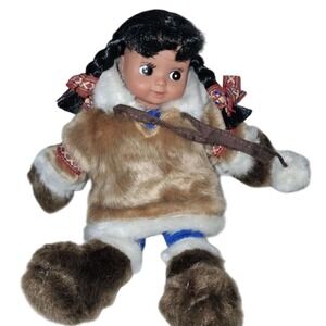 Arctic Circle Eskimo Girl Doll‎ 13" Plush Toy Anchorage Alaska